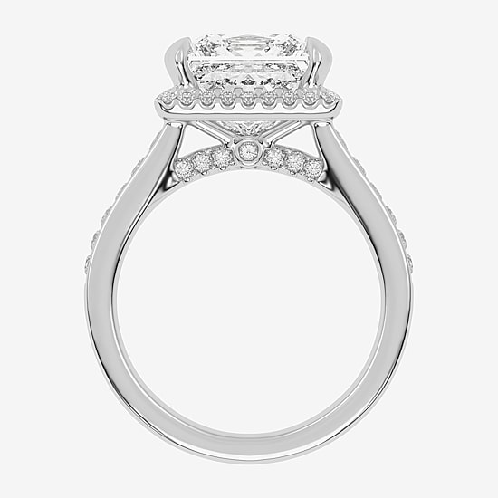 (G-H / Vs2-Si1) Womens 4 1/2 CT. T.W. Lab Grown White Diamond 14K Gold Side Stone Halo Engagement Ring