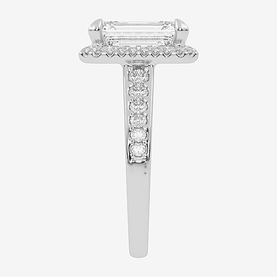 (G-H / Vs2-Si1) Womens 4 1/2 CT. T.W. Lab Grown White Diamond 14K Gold Side Stone Halo Engagement Ring
