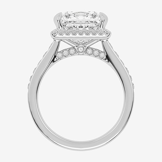 (G-H / Vs2-Si1) Womens 3 1/2 CT. T.W Lab Grown White Diamond 14K Gold Side Stone Halo Engagement Ring