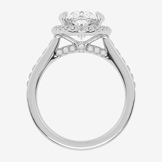 (G-H / Vs2-Si1) Womens 3 1/2 CT. T.W Lab Grown White Diamond 14K Gold Side Stone Halo Engagement Ring