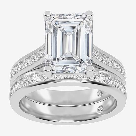 (G-H / Vs2-Si1) Womens 5 CT. T.W. Lab Grown White Diamond 14K Gold Side Stone Bridal Set
