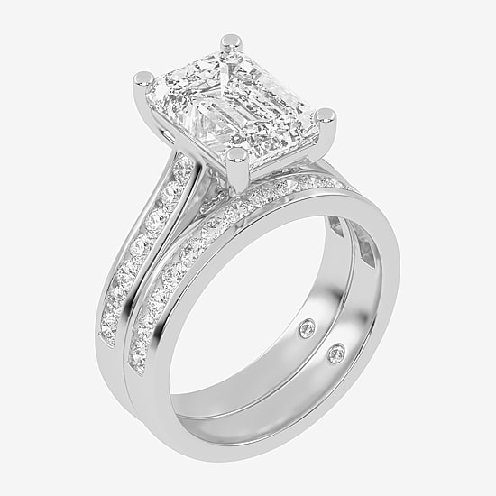 (G-H / Vs2-Si1) Womens 5 CT. T.W. Lab Grown White Diamond 14K Gold Side Stone Bridal Set