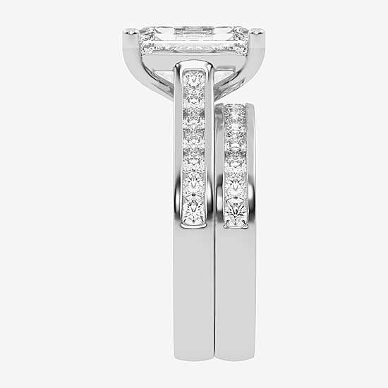 (G-H / Vs2-Si1) Womens 5 CT. T.W. Lab Grown White Diamond 14K Gold Side Stone Bridal Set