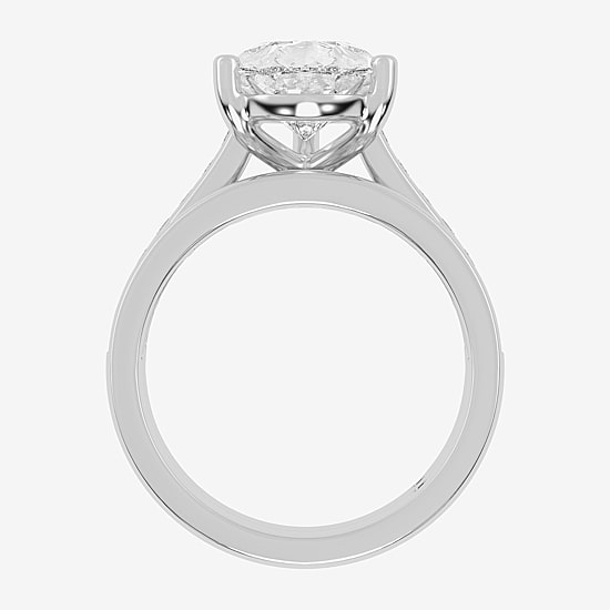(G-H / Vs2-Si1) Womens 5 CT. T.W. Lab Grown White Diamond 14K Gold Pear Side Stone Bridal Set