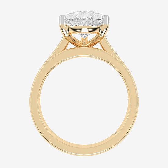 (G-H / Vs2-Si1) Womens 6 CT. T.W. Lab Grown White Diamond 14K Gold Pear Side Stone Bridal Set