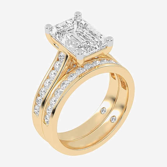 (G-H / Vs2-Si1) Womens 6 CT. T.W. Lab Grown White Diamond 14K Gold Side Stone Bridal Set