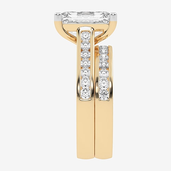 (G-H / Vs2-Si1) Womens 6 CT. T.W. Lab Grown White Diamond 14K Gold Side Stone Bridal Set