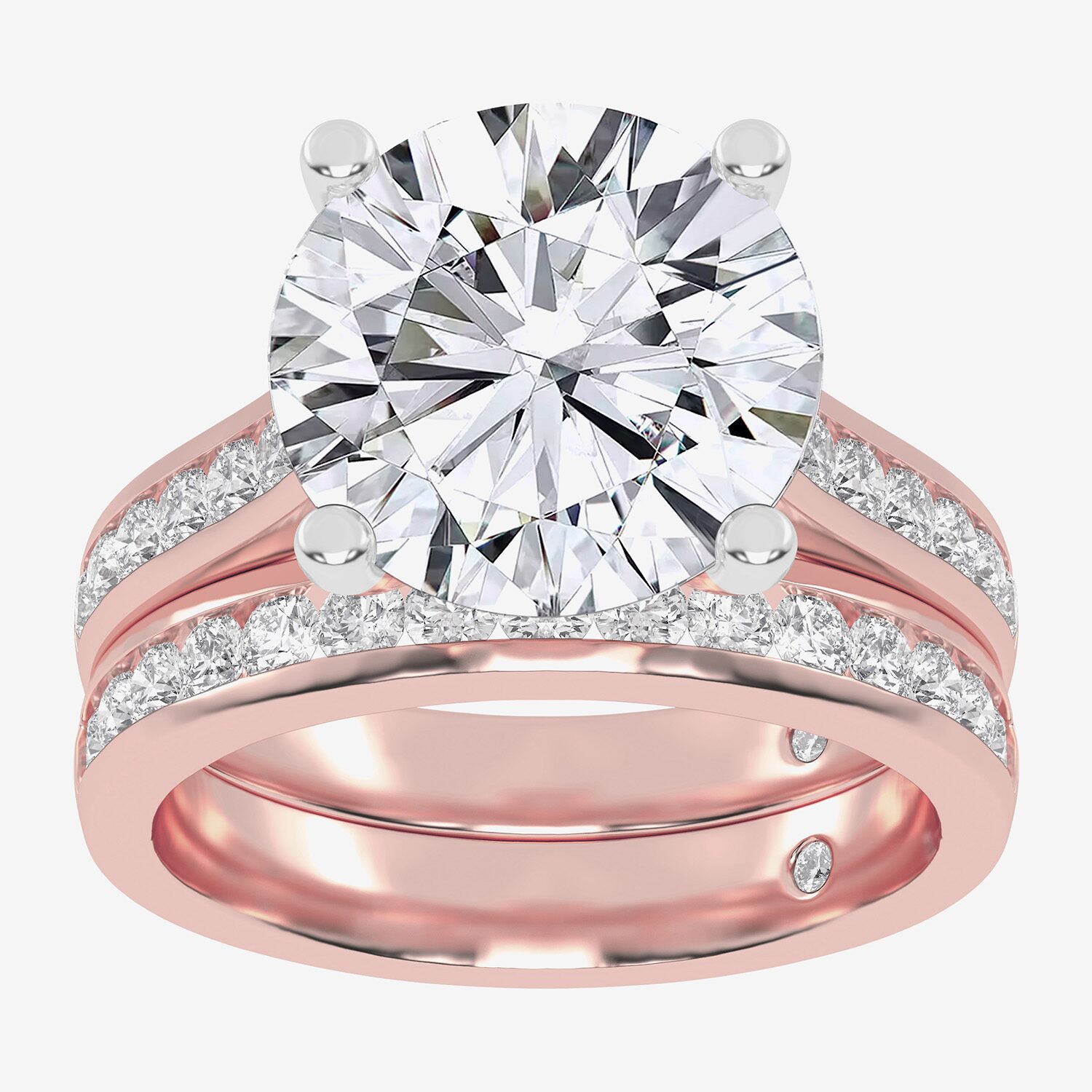 (G-H / Vs2-Si1) Womens 6 CT. T.W. Lab Grown White Diamond 14K Gold Round Side Stone Bridal Set
