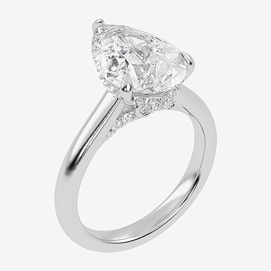 (G-H / Vs2-Si1) Womens 3 1/4 CT. T.W. Lab Grown White Diamond 14K Gold Pear Solitaire Engagement Ring