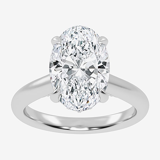 (G-H / Vs2-Si1) Womens 4 1/4 CT. T.W. Lab Grown White Diamond 14K Gold Oval Solitaire Engagement Ring