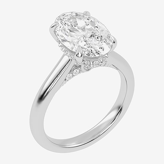 (G-H / Vs2-Si1) Womens 4 1/4 CT. T.W. Lab Grown White Diamond 14K Gold Oval Solitaire Engagement Ring