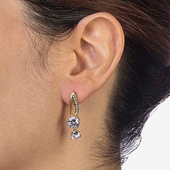 Womens Cubic Zirconia Sterling Silver Drop Earrings