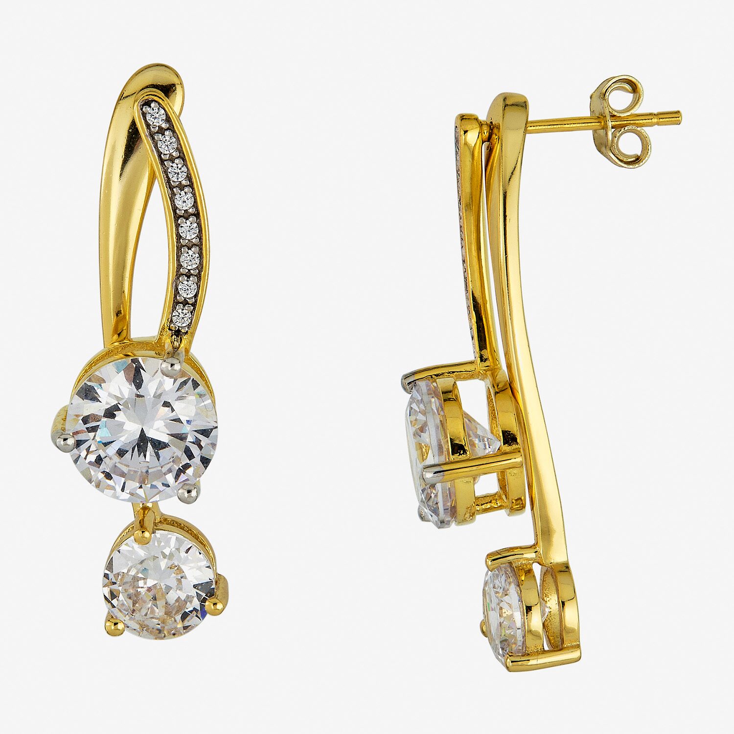 Womens Cubic Zirconia Sterling Silver Drop Earrings