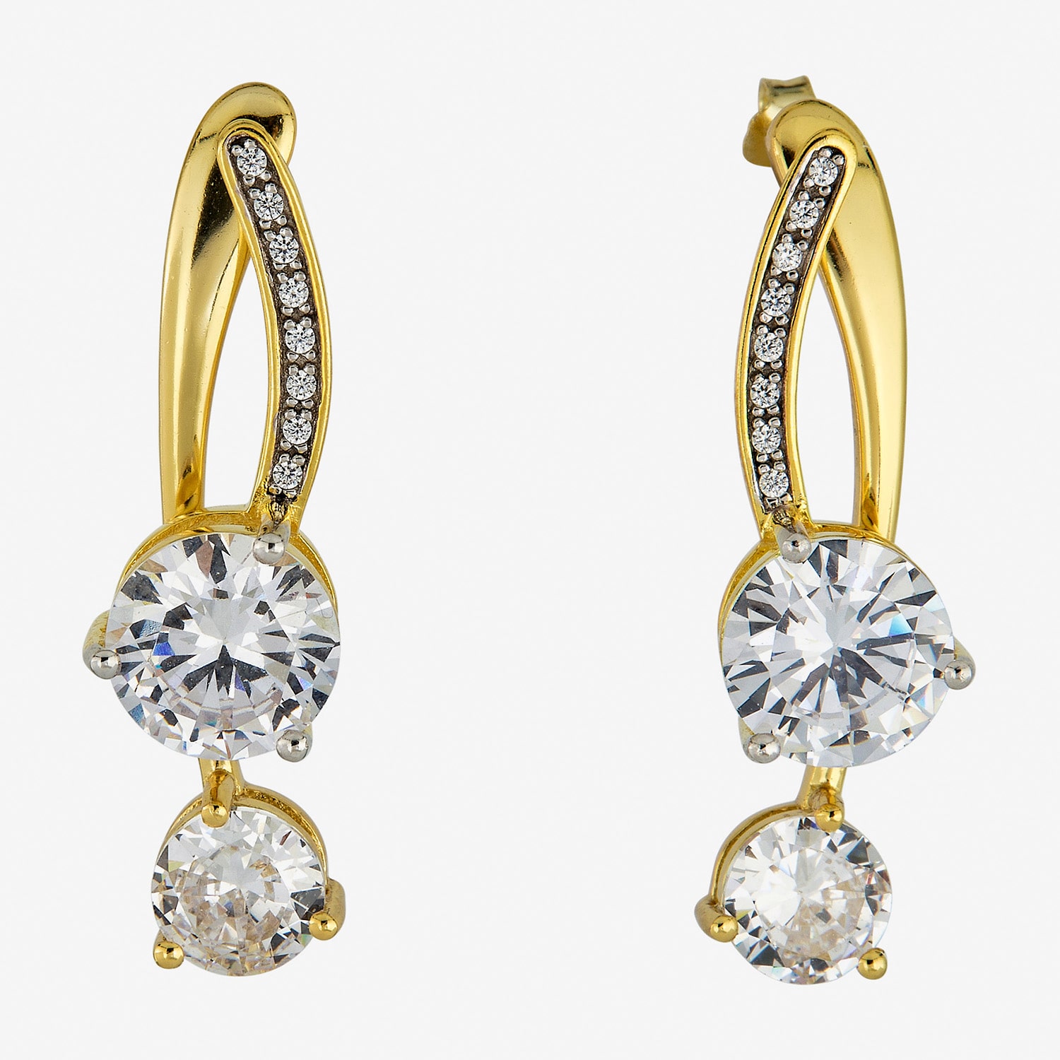 Womens Cubic Zirconia Sterling Silver Drop Earrings