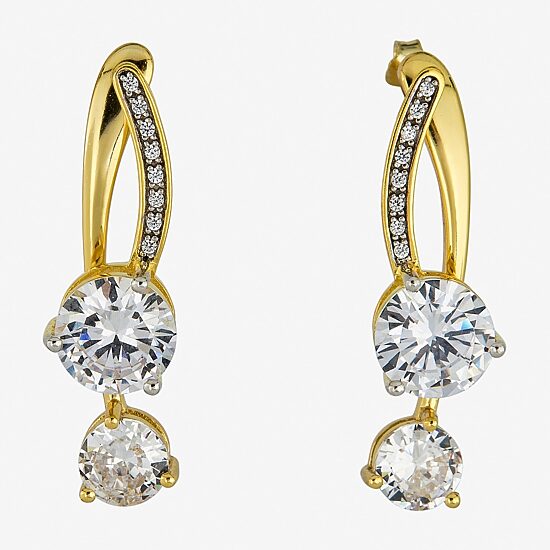 Womens Cubic Zirconia Sterling Silver Drop Earrings