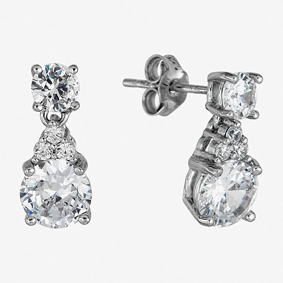 DiamonArt® 3 3/4 CT. T.W. White Cubic Zirconia Sterling Silver Drop Earrings