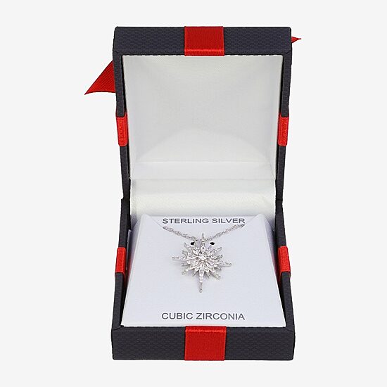 Diamonart Womens White Cubic Zirconia Sterling Silver Star 18 Inch Pendant Necklace