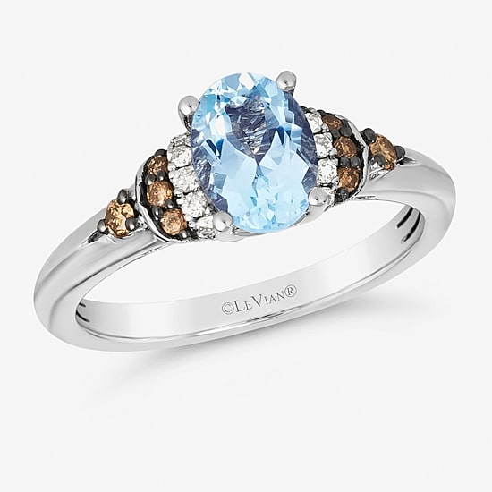 Le Vian® Ring featuring Sea Blue Aquamarine® Chocolate Diamonds® Nude Diamonds™ set in 14K Vanilla Gold®