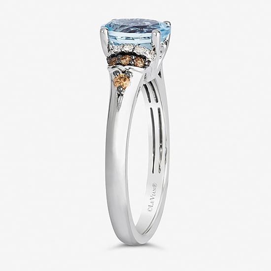 Le Vian® Ring featuring Sea Blue Aquamarine® Chocolate Diamonds® Nude Diamonds™ set in 14K Vanilla Gold®