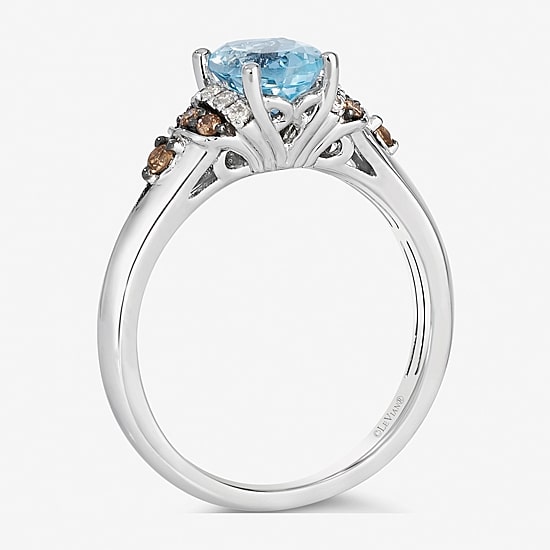 Le Vian® Ring featuring Sea Blue Aquamarine® Chocolate Diamonds® Nude Diamonds™ set in 14K Vanilla Gold®