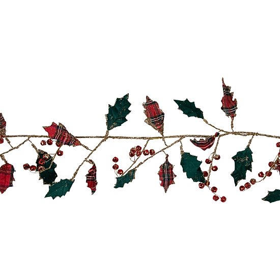 Northlight Plaid Holly With Jingle Bells Christmas Indoor Garland