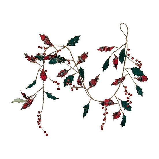 Northlight Plaid Holly With Jingle Bells Christmas Indoor Garland