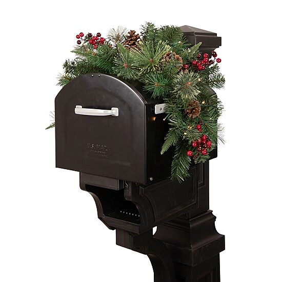 Northlight Pine Cone And Berries Mailbox Pre-Lit Swag