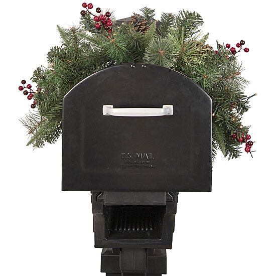 Northlight Pine Cone And Berries Mailbox Pre-Lit Swag