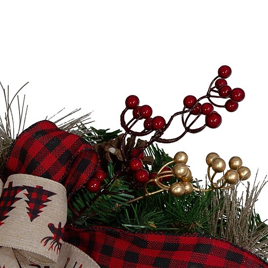 Northlight 24in Bows And Berries Unlit Wreath