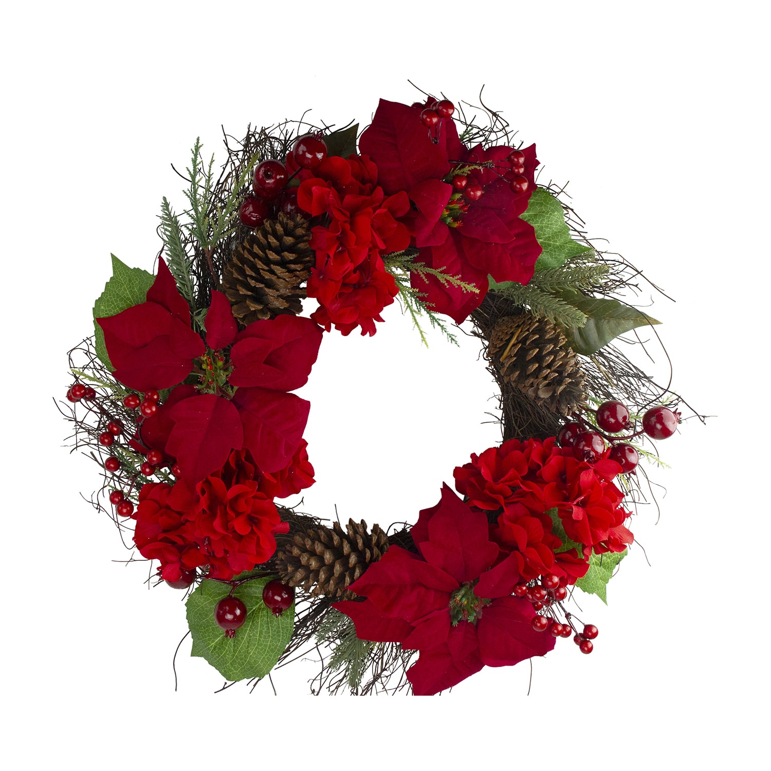 Northlight Poinsettia And Hydrangea Wreath