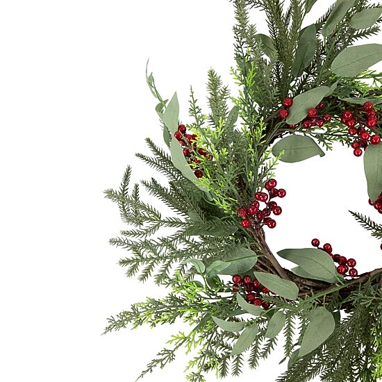 Northlight Mixed Foliage And Red Berries Wreath