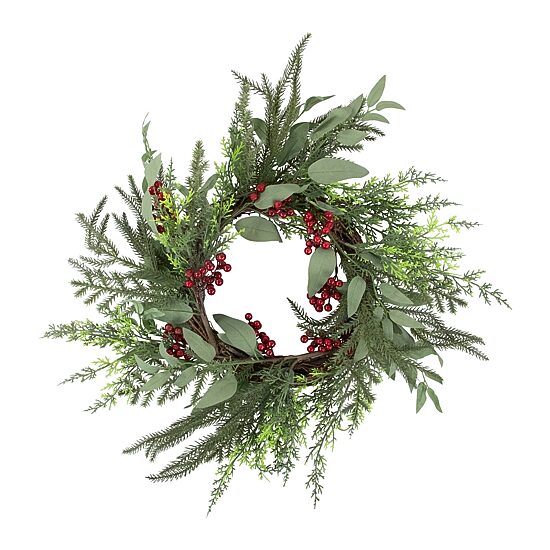 Northlight Mixed Foliage And Red Berries Wreath