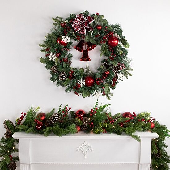 Northlight Bells And Mixed Foliage Wreath