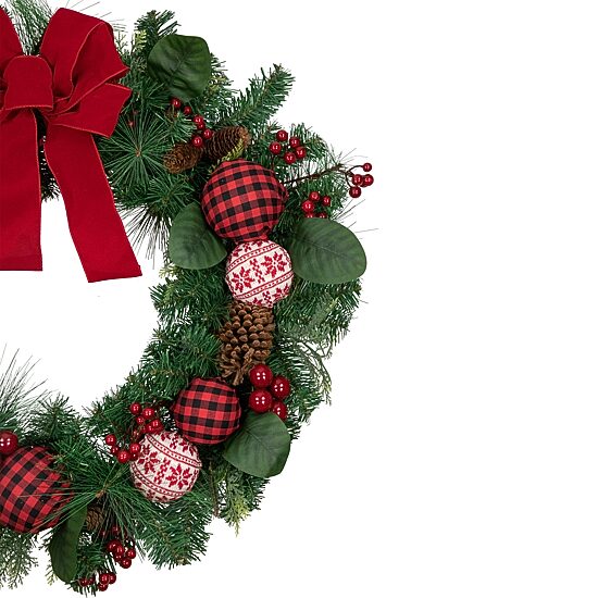 Northlight Bow And Mixed Foliage Wreath