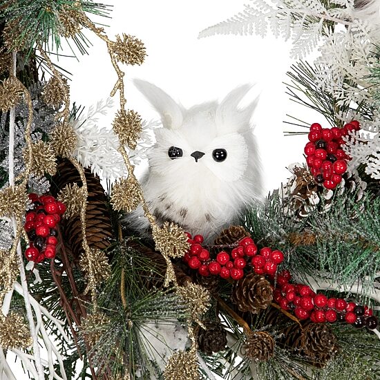 Northlight 34in Owls And Berries Unlit Wreath