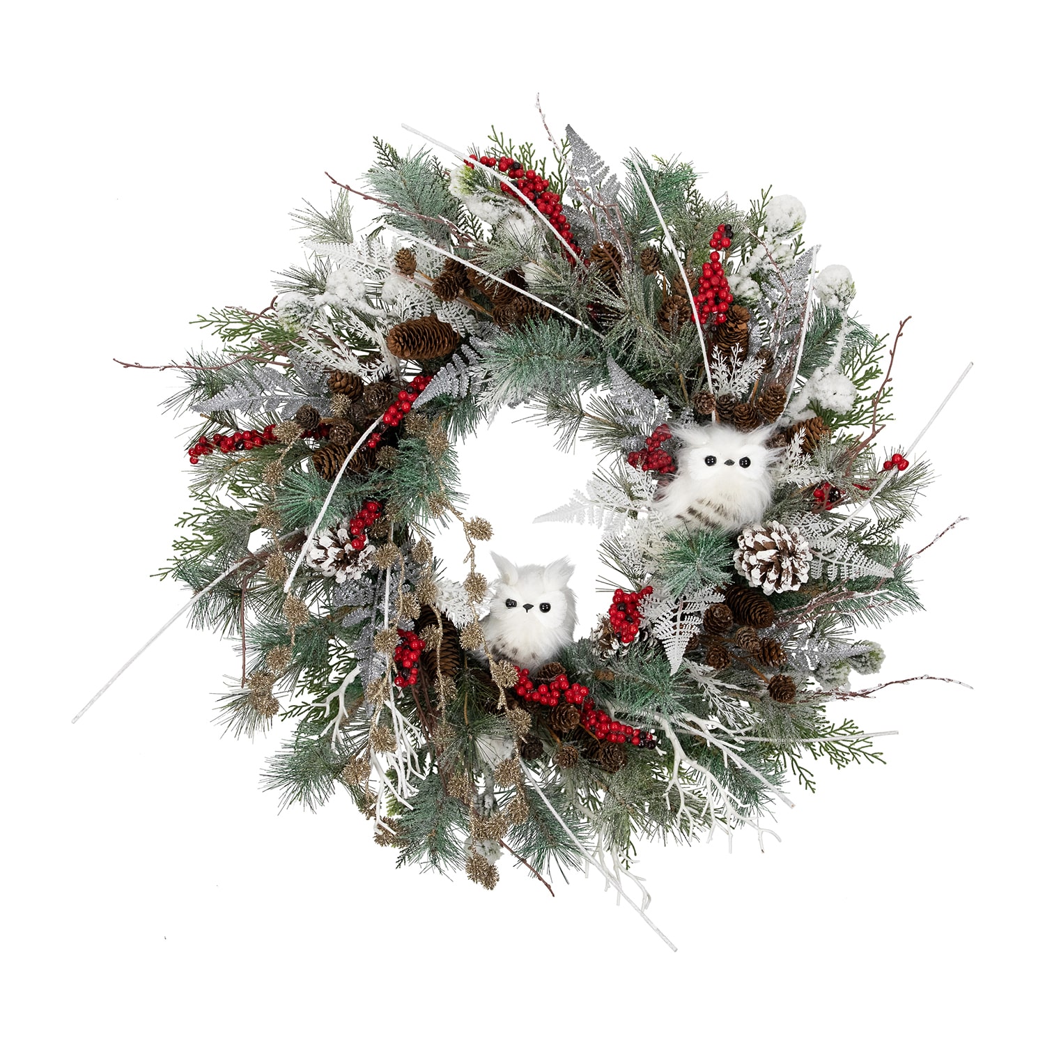 Northlight 34in Owls And Berries Unlit Wreath