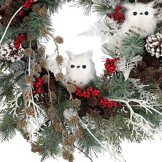 Northlight 34in Owls And Berries Unlit Wreath