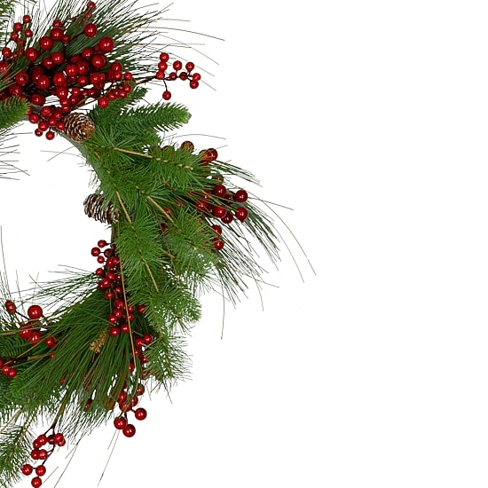 Northlight 24in Pine And Berry Unlit Wreath