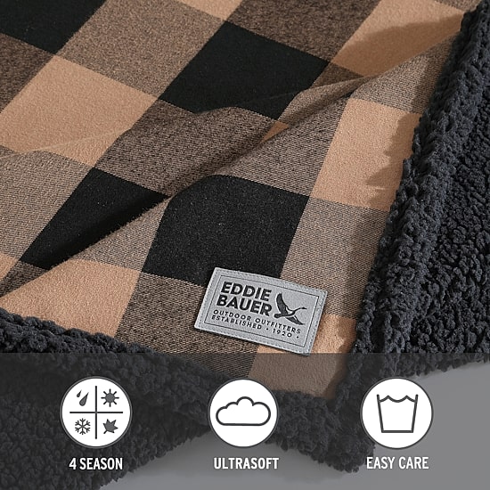 Eddie Bauer Cabin Plaid Cotton Flannel Lightweight Throw