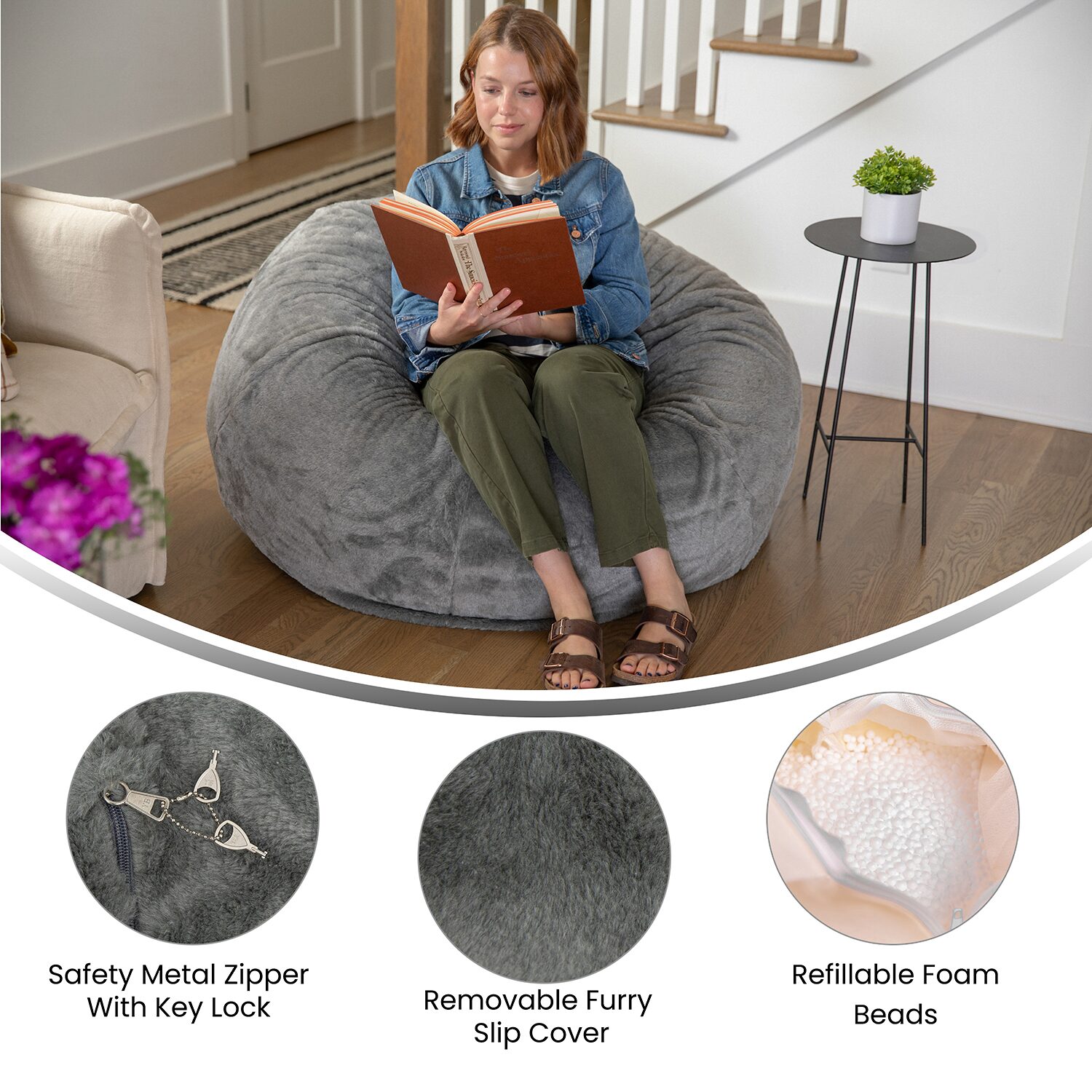 Duncan Furry Bean Bag Chair