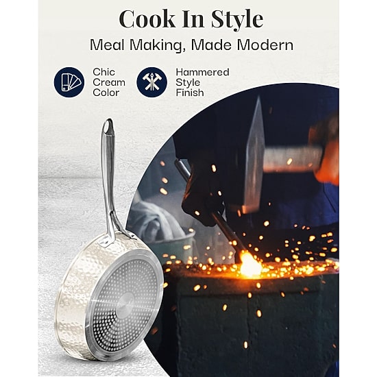 Gotham Steel Hammered Cream 15-pc. Non-Stick Ceramic Cookware and Bakeware Set