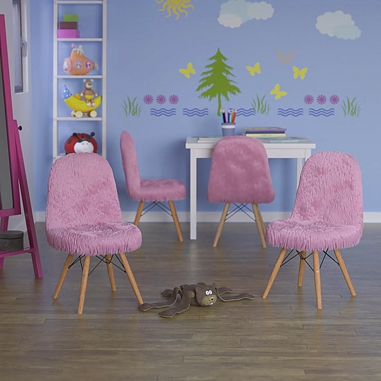 Zula Shaggy Dog Accent Chairs for Kids - Set of 4