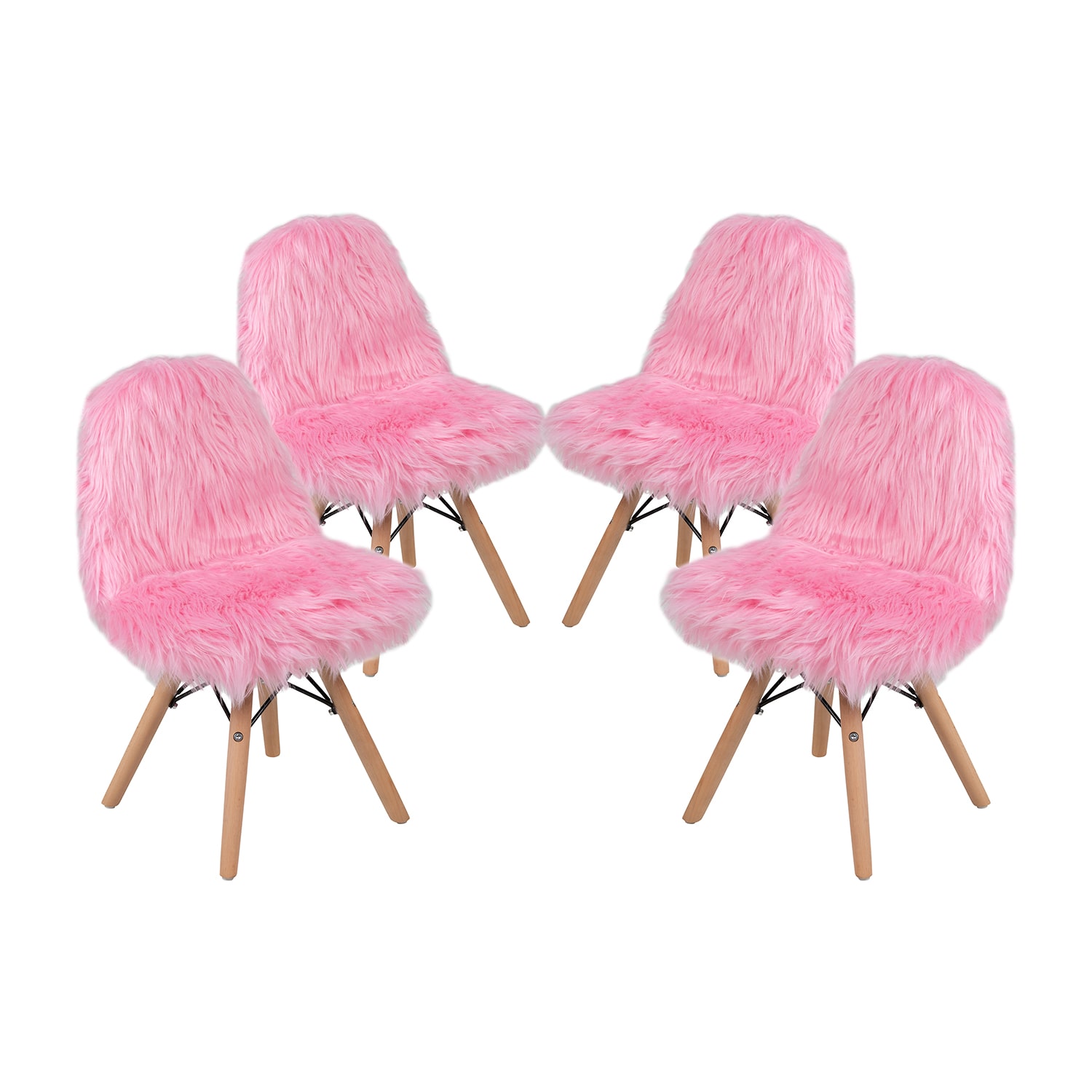 Zula Shaggy Dog Accent Chairs for Kids - Set of 4