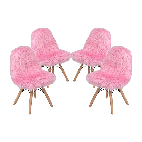 Zula Shaggy Dog Accent Chairs for Kids - Set of 4