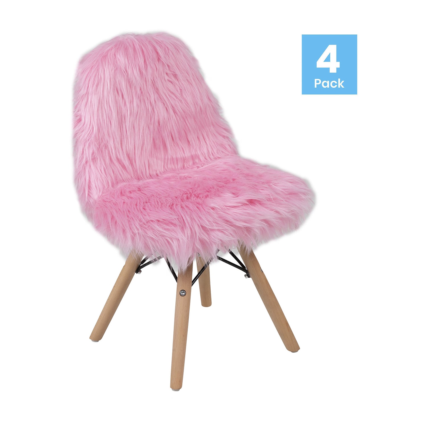 Zula Shaggy Dog Accent Chairs for Kids - Set of 4