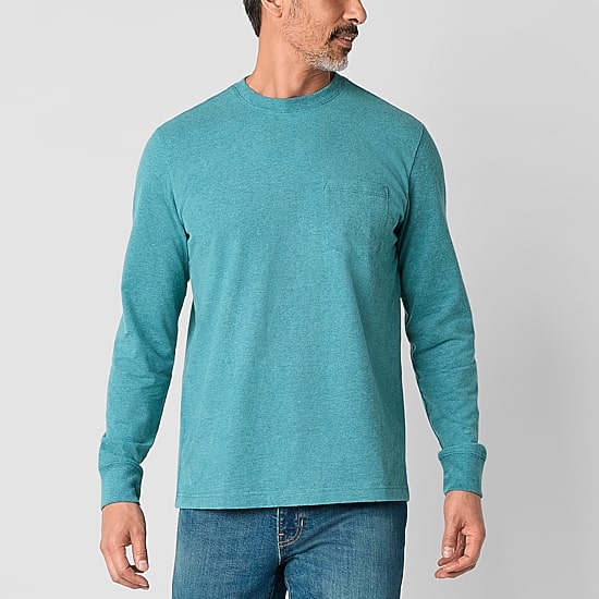 St. John's Bay Sueded Jersey Mens Crew Neck Long Sleeve T-Shirt
