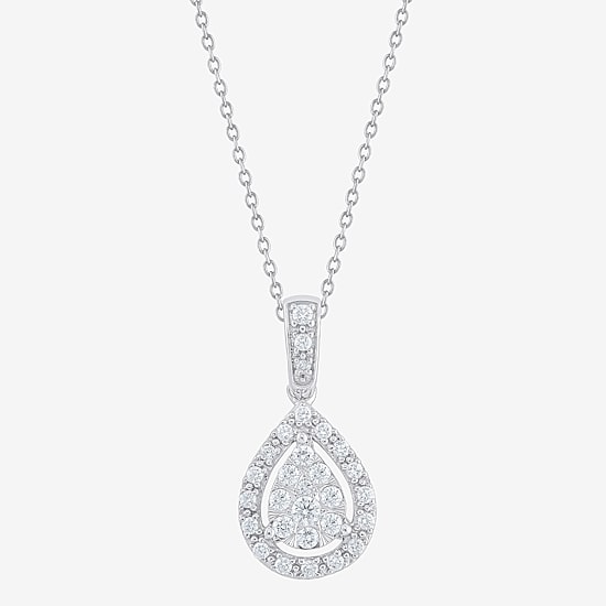Diamond Blossom (G, Si2) Womens 1/4 CT. T.W. Lab Grown White Diamond 10K Gold 18 Inch Pendant Necklace