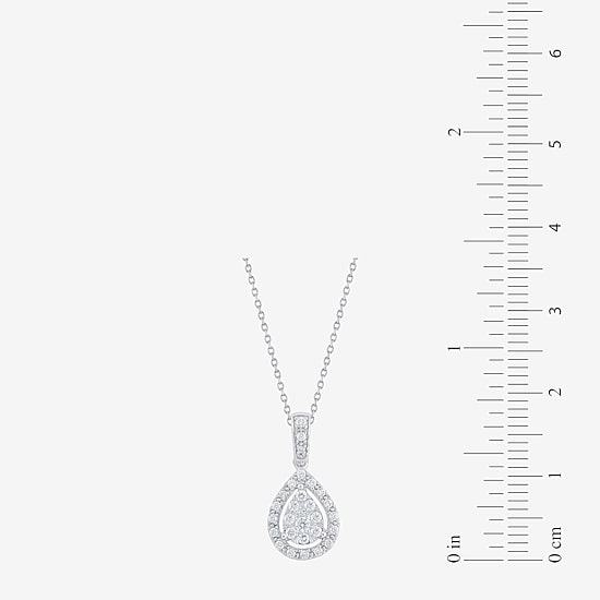 Diamond Blossom (G, Si2) Womens 1/4 CT. T.W. Lab Grown White Diamond 10K Gold 18 Inch Pendant Necklace