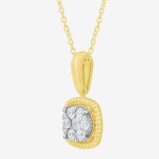 Diamond Blossom (G, Si2) Womens 1/5 CT. Lab Grown White Diamond 10K Gold 18 Inch Pendant Necklace