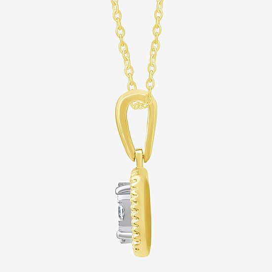 Diamond Blossom (G, Si2) Womens 1/5 CT. Lab Grown White Diamond 10K Gold 18 Inch Pendant Necklace